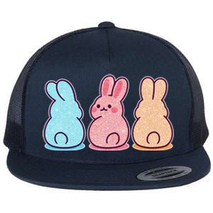 Kawaii Cute Easter Bunny Rabbits Flat Bill Trucker Hat