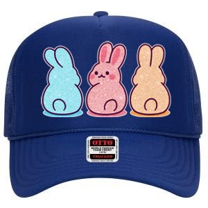 Kawaii Cute Easter Bunny Rabbits High Crown Mesh Back Trucker Hat