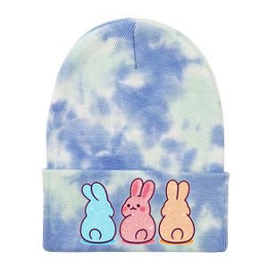 Kawaii Cute Easter Bunny Rabbits Tie Dye 12in Knit Beanie