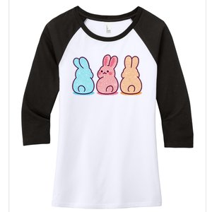 Kawaii Cute Easter Bunny Rabbits Women's Tri-Blend 3/4-Sleeve Raglan Shirt