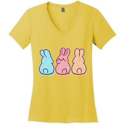 Kawaii Cute Easter Bunny Rabbits Women's V-Neck T-Shirt