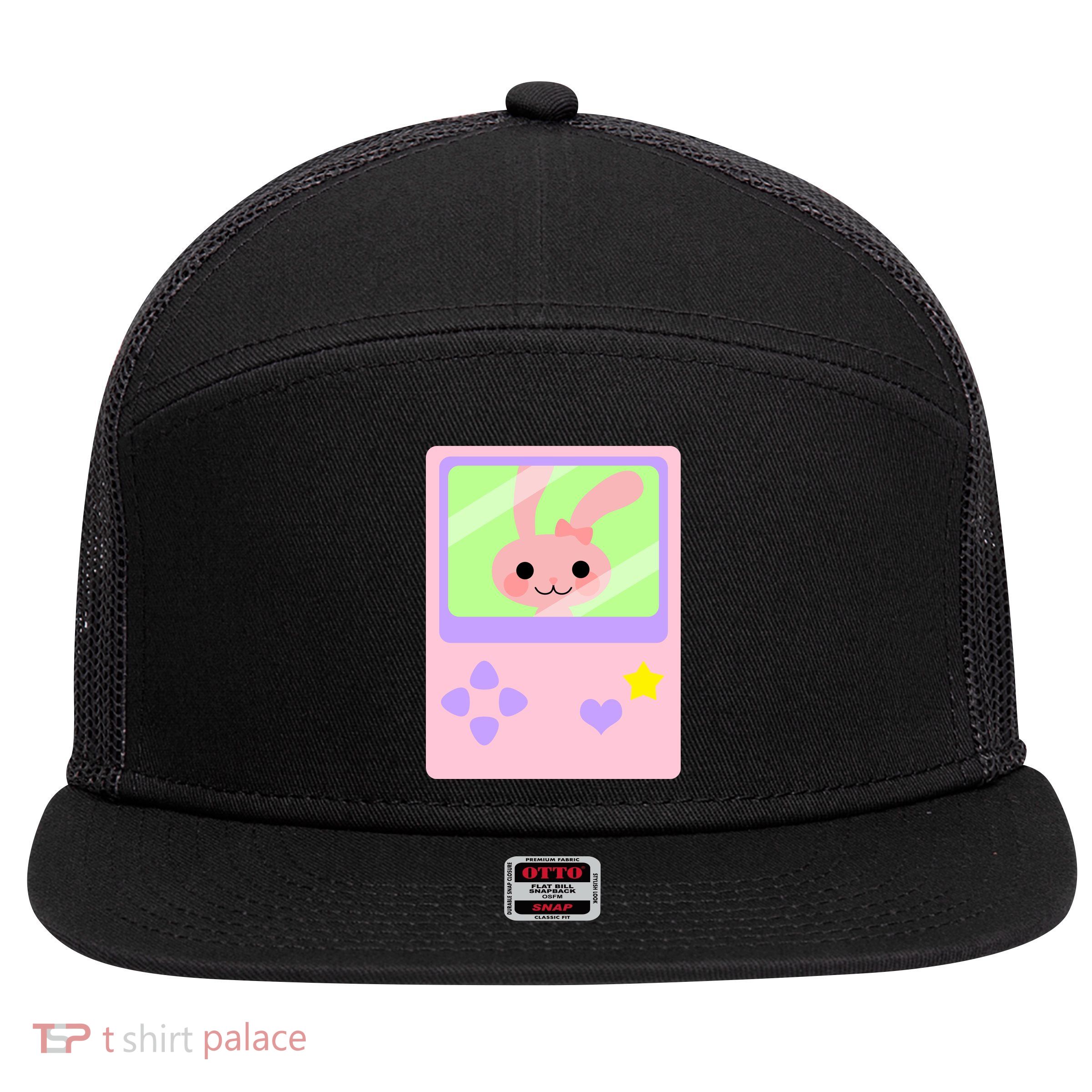 Kawaii Gamer Bunny Rabbit 7 Panel Mesh Trucker Snapback Hat