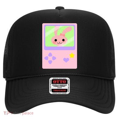 Kawaii Gamer Bunny Rabbit High Crown Mesh Back Trucker Hat