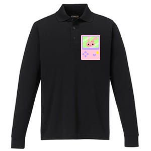 Kawaii Gamer Bunny Rabbit Performance Long Sleeve Polo