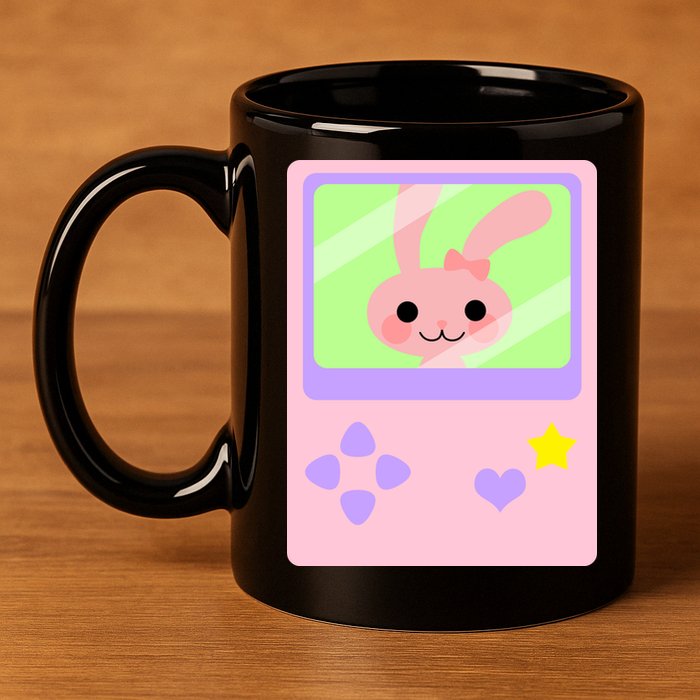 Kawaii Gamer Bunny Rabbit 11oz C Handle Ceramic Mug