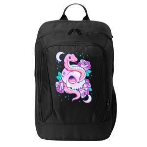 Kawaii Pastel Goth Cute Creepy Skull Serpent Snake Roses City Backpack