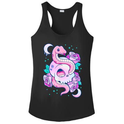 Kawaii Pastel Goth Cute Creepy Skull Serpent Snake Roses Ladies PosiCharge Competitor Racerback Tank