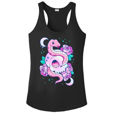 Kawaii Pastel Goth Cute Creepy Skull Serpent Snake Roses Ladies PosiCharge Competitor Racerback Tank