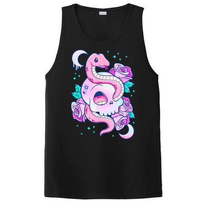 Kawaii Pastel Goth Cute Creepy Skull Serpent Snake Roses PosiCharge Competitor Tank