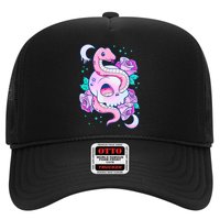 Kawaii Pastel Goth Cute Creepy Skull Serpent Snake Roses Trucker Hat