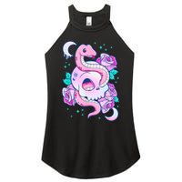 Kawaii Pastel Goth Cute Creepy Skull Serpent Snake Roses Women's Perfect Tri Rocker Tank