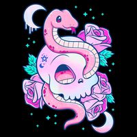 Kawaii Pastel Goth Cute Creepy Skull Serpent Snake Roses Women's Perfect Tri Rocker Tank
