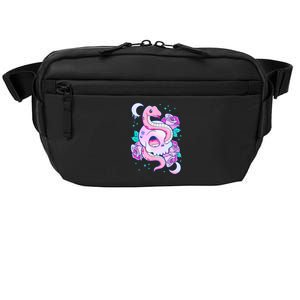 Kawaii Pastel Goth Cute Creepy Skull Serpent Snake Roses Crossbody Pack