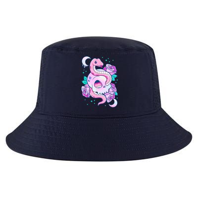 Kawaii Pastel Goth Cute Creepy Skull Serpent Snake Roses Cool Comfort Performance Bucket Hat