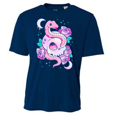 Kawaii Pastel Goth Cute Creepy Skull Serpent Snake Roses Cooling Performance Crew T-Shirt