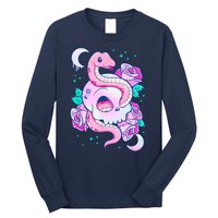 Kawaii Pastel Goth Cute Creepy Skull Serpent Snake Roses Long Sleeve Shirt