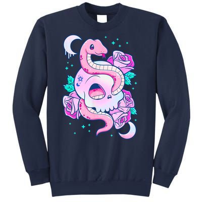 Kawaii Pastel Goth Cute Creepy Skull Serpent Snake Roses Sweatshirt