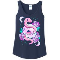 Kawaii Pastel Goth Cute Creepy Skull Serpent Snake Roses Ladies Essential Tank