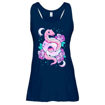 Kawaii Pastel Goth Cute Creepy Skull Serpent Snake Roses Ladies Essential Flowy Tank