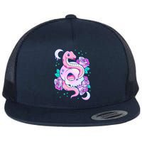 Kawaii Pastel Goth Cute Creepy Skull Serpent Snake Roses Flatbill Hat