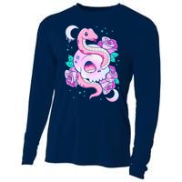 Kawaii Pastel Goth Cute Creepy Skull Serpent Snake Roses Cooling Performance Long Sleeve Crew