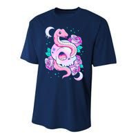 Kawaii Pastel Goth Cute Creepy Skull Serpent Snake Roses Performance Sprint T-Shirt