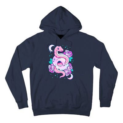 Kawaii Pastel Goth Cute Creepy Skull Serpent Snake Roses Tall Hoodie