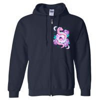 Kawaii Pastel Goth Cute Creepy Skull Serpent Snake Roses Full Zip Hoodie