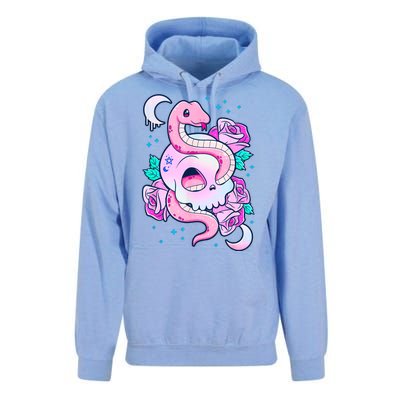 Kawaii Pastel Goth Cute Creepy Skull Serpent Snake Roses Unisex Surf Hoodie