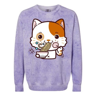 Kawaii Ramen Cat Colorblast Crewneck Sweatshirt