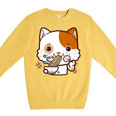 Kawaii Ramen Cat Premium Crewneck Sweatshirt