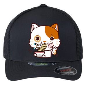 Kawaii Ramen Cat Flexfit Unipanel Trucker Cap