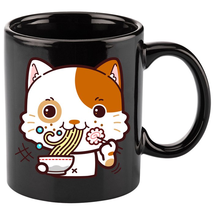 Kawaii Ramen Cat 11oz C Handle Ceramic Mug