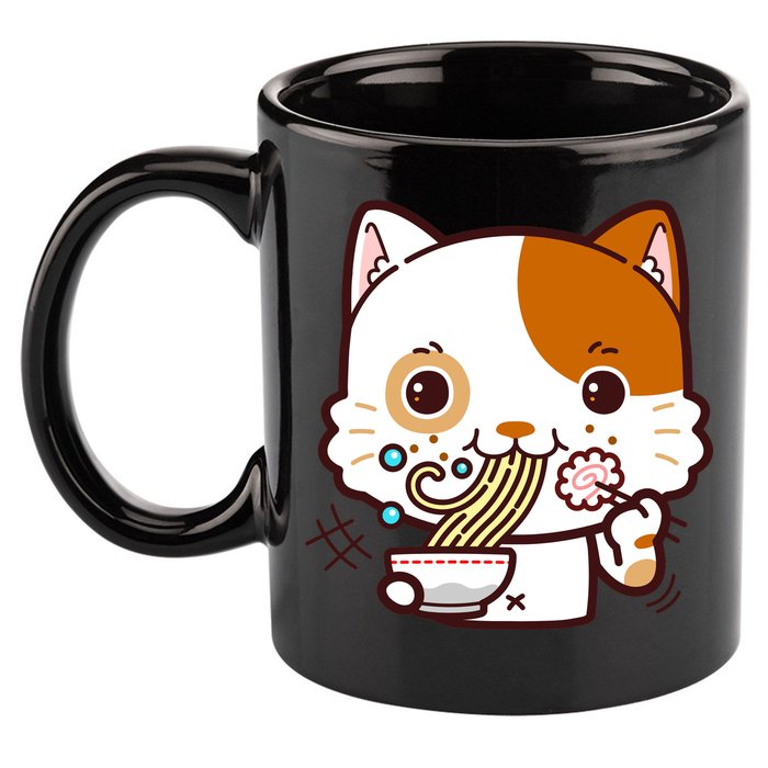 Kawaii Ramen Cat 11oz C Handle Ceramic Mug