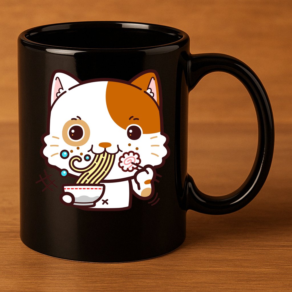 Kawaii Ramen Cat 11oz C Handle Ceramic Mug