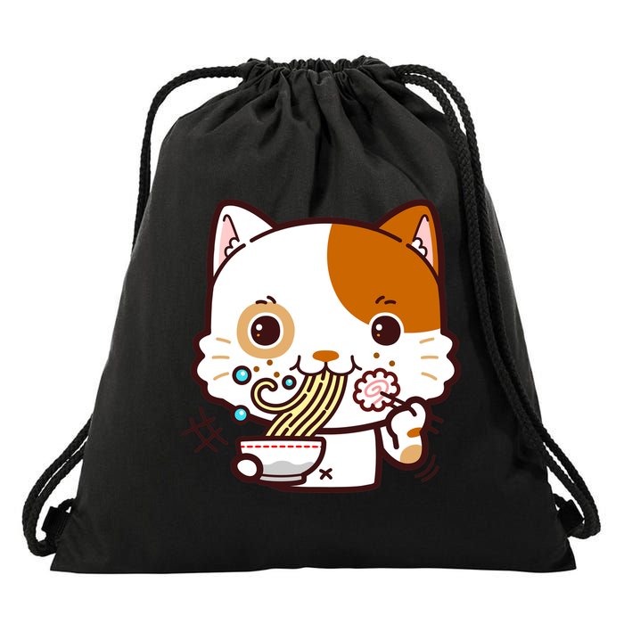 Kawaii Ramen Cat Drawstring Bag