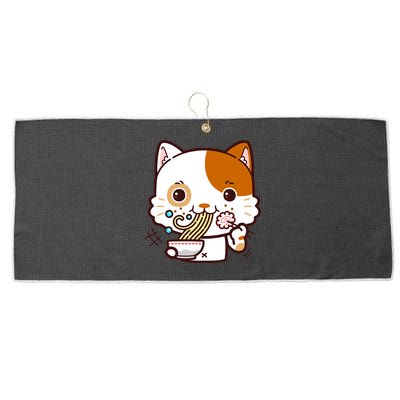 Kawaii Ramen Cat Large Microfiber Waffle Golf Towel