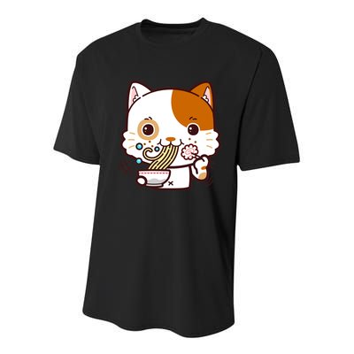 Kawaii Ramen Cat Youth Performance Sprint T-Shirt