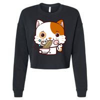 Kawaii Ramen Cat Cropped Pullover Crew