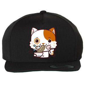 Kawaii Ramen Cat Wool Snapback Cap