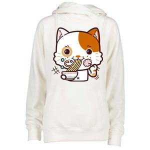 Kawaii Ramen Cat Womens Funnel Neck Pullover Hood