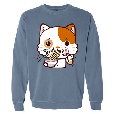 Kawaii Ramen Cat Garment-Dyed Sweatshirt