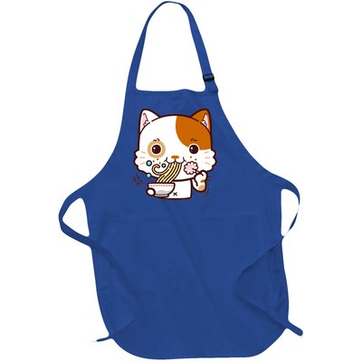 Kawaii Ramen Cat Full-Length Apron With Pockets