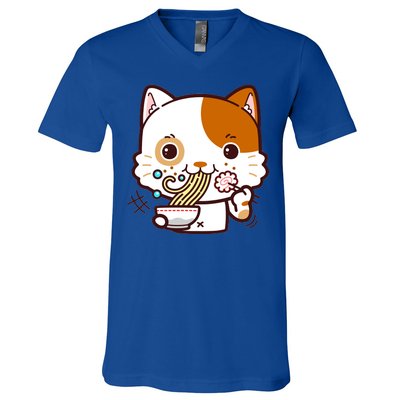 Kawaii Ramen Cat V-Neck T-Shirt