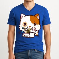 Kawaii Ramen Cat V-Neck T-Shirt
