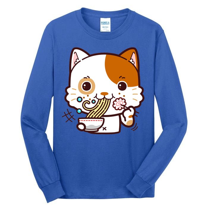 Kawaii Ramen Cat Tall Long Sleeve T-Shirt