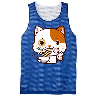 Kawaii Ramen Cat Mesh Reversible Basketball Jersey Tank