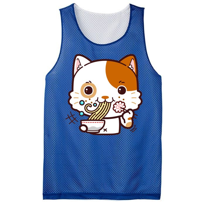 Kawaii Ramen Cat Mesh Reversible Basketball Jersey Tank