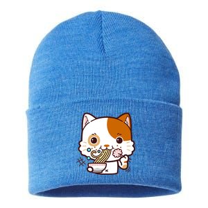 Kawaii Ramen Cat Sustainable Knit Beanie