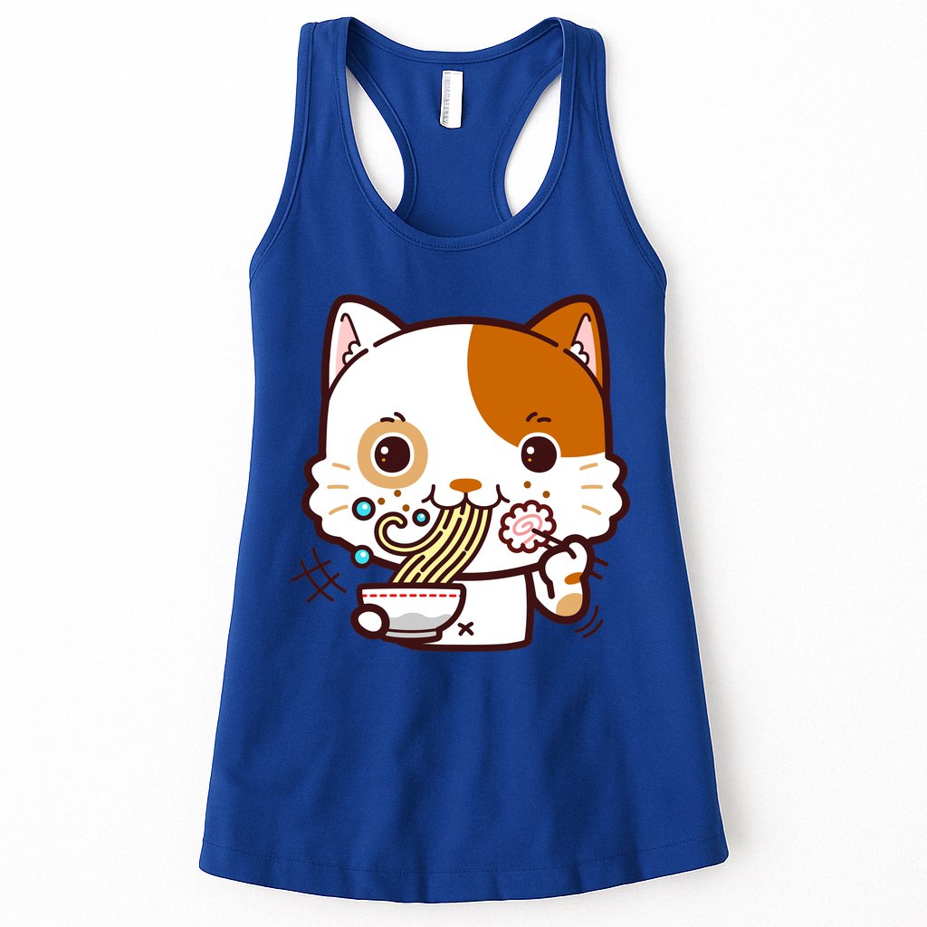 Kawaii Ramen Cat Womens Tank Top